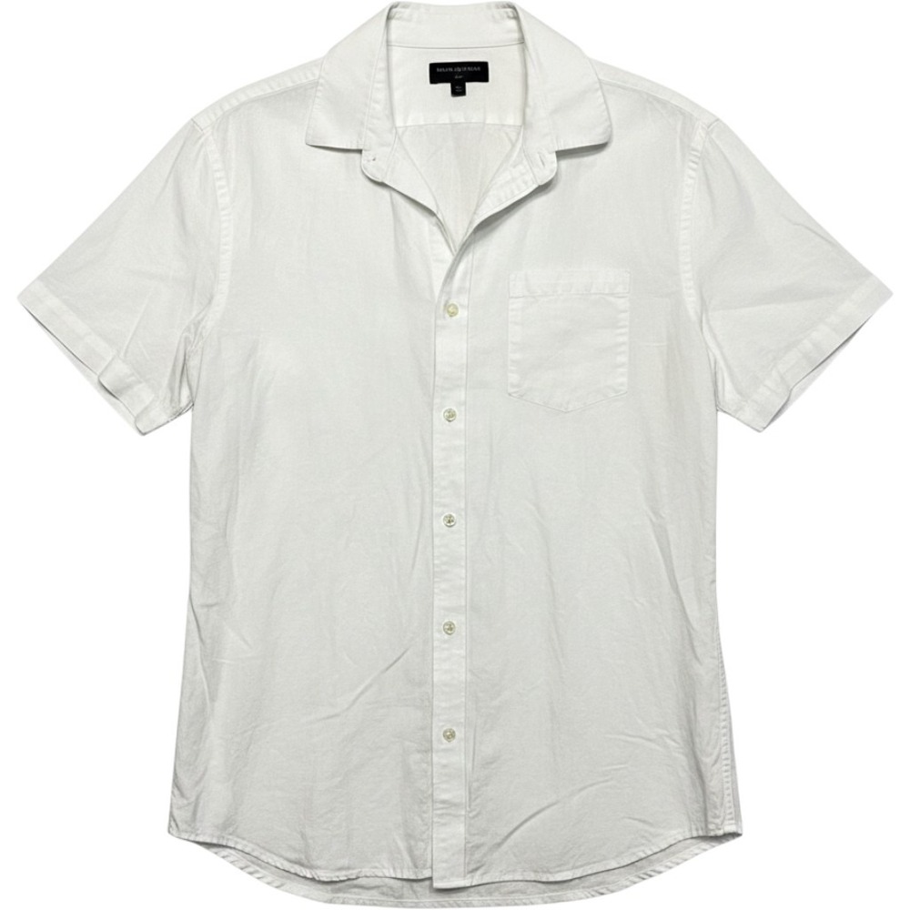Banana Republic Mens XL White Linen Slim Fit Short Sleeve Button Down Shirt